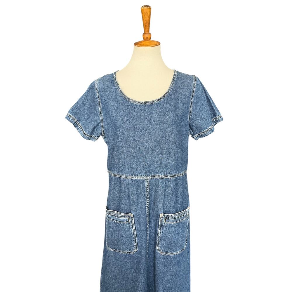 Vintage Cottagecore Feminine Granola Girl Boho Denim Maxi Dress Size Large - Picture 3 of 8